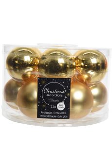 Athome Pavloudakis - Σετ Χριστουγεννιάτικες γυάλινες μπάλες ανοιχτό χρυσό 12 τμχ 5 cm