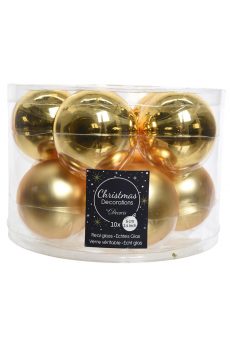 Athome Pavloudakis - Σετ Χριστουγεννιάτικες γυάλινες μπάλες ανοιχτό χρυσό 10 τμχ 6 cm