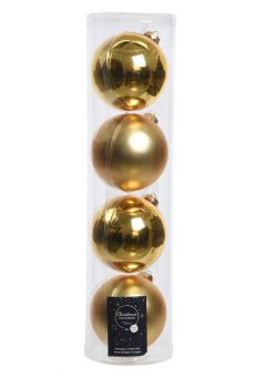 Athome Pavloudakis - Χριστουγεννιάτικη γυάλινη μπάλα σε χρώμα ανοικτό χρυσό γυαλιστερό-ματ δ 10 cm Σετ 4τμχ