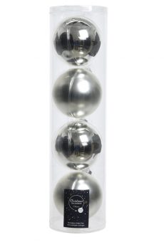 Athome Pavloudakis - Χριστουγεννιάτικη γυάλινη μπάλα σε χρώμα ασημί γυαλιστερό-ματ δ 10 cm Σετ 4τμχ