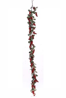 Athome Pavloudakis - Χριστουγεννιάτικη στολισμένη γιρλάντα με κόκκινα μπέρι (180 cm)