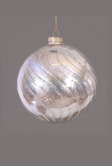 Athome Pavloudakis - Χριστουγεννιάτικη γυάλινη διακοσμητική μπάλα σε χρυσό ιριδίζον χρώμα (12 cm)
