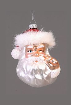 Athome Pavloudakis - Χριστουγεννιάτικος λευκός γυάλινος διακοσμητικός Αγ. Βασίλης (12 cm)