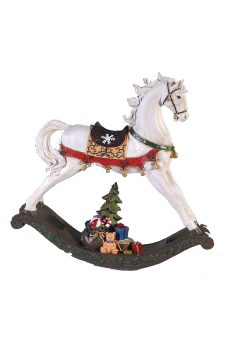 Athome Pavloudakis - Χριστουγεννιάτικο διακοσμητικό λευκό polyresin άλογο (46 cm)