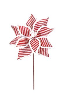 Athome Pavloudakis - Χριστουγεννιάτικο κόκκινο και λευκό υφασμάτινο λουλούδι πουανσέτια (50 cm)