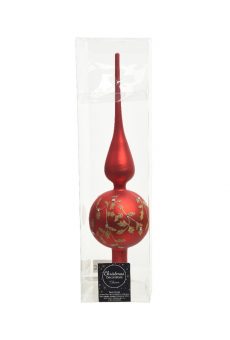 Athome Pavloudakis - Χριστουγεννιάτικη κόκκινη γυάλινη κορυφή δέντρου 31 cm