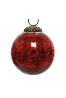 Athome Pavloudakis - Χριστουγεννιάτικη γυάλινη κόκκινη μπάλα (craquele) (10 cm)