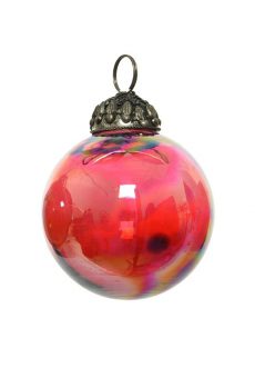 Athome Pavloudakis - Χριστουγεννιάτικη γυάλινη κόκκινη ιρίδιζων μπάλα (10 cm)