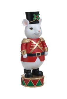 Athome Pavloudakis - Χριστουγεννιάτικος επιτραπέζιος διακοσμητικός λευκός ποντικός (12x9x28 cm)