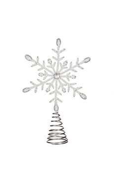 Athome Pavloudakis - Χριστουγεννιάτικη διάφανη συνθετική κορυφή δέντρου νιφάδα 20x5 cm