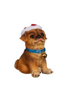 Athome Pavloudakis - Χριστουγεννιάτικη διακοσμητική φιγούρα καφέ σκύλος με χριστουγεννιάτικο σκούφο  8