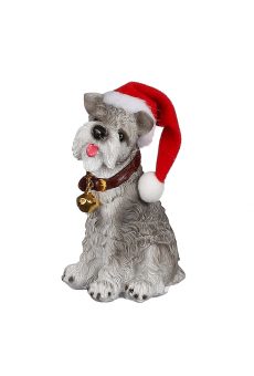 Athome Pavloudakis - Χριστουγεννιάτικη διακοσμητική φιγούρα γκρι σκύλος με χριστουγεννιάτικο σκούφο  8