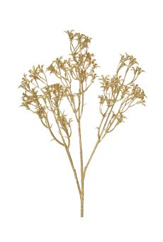 Athome Pavloudakis - Χριστουγεννιάτικο συνθετικό χρυσό διακοσμητικό κλαρί με λουλούδια (19x5x52 cm)