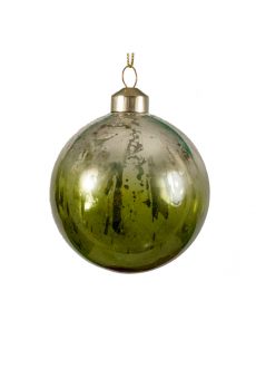 Athome Pavloudakis - Χριστουγεννιάτικη γυάλινη μπάλα λαδί γυαλιστερό-ματ 12 cm
