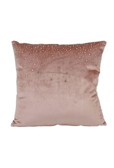 Athome Pavloudakis - Συνθετικό βελούδινο ροζ διακοσμητικό μαξιλάρι με διαμαντάκια 45x45 cm