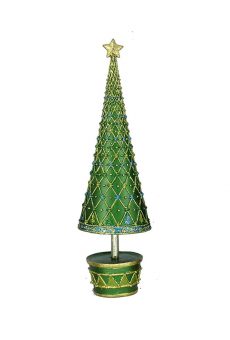 Athome Pavloudakis - Χριστουγεννιάτικο διακοσμητικό πράσινο δενδράκι με γλάστρα 33 cm