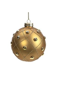 Athome Pavloudakis - Χριστουγεννιάτικη γυάλινη μπάλα χρυσή ματ με στρας 8 cm