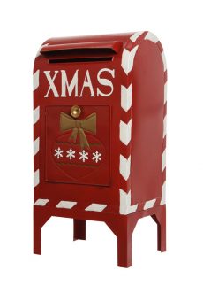 Athome Pavloudakis - Χριστουγεννιάτικο διακοσμητικό επιδαπέδιο κόκκινο γραμματοκιβώτιο (27x33x67 cm)