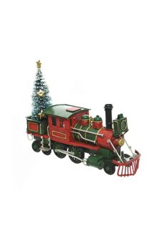 Athome Pavloudakis - Χριστουγεννιάτικο διακοσμητικό κόκκινο τραίνο με δενδράκι 20x7x13 cm