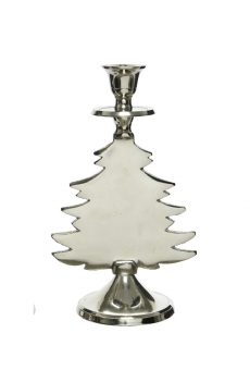 Athome Pavloudakis - Χριστουγεννιάτικο νίκελ μεταλλικό κηροπήγιο με δενδράκι 9x12x22 cm