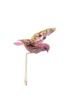 Athome Pavloudakis - Χριστουγεννιάτικο ροζ αφρού στολίδι πουλί με κλίπ 9