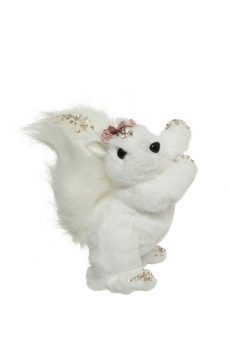 Athome Pavloudakis - Χριστουγεννιάτικη διακοσμητική φιγούρα λευκός σκίουρος με στρας 15x11x17 cm