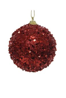 Athome Pavloudakis - Χριστουγεννιάτικη μπάλα αφρού με κόκκινες χάντρες 8 cm