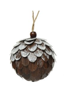 Athome Pavloudakis - Χριστουγεννιάτικη άθραυστη καφέ μπάλα αφρού σε σχήμα κουκουνάρι (8 cm)