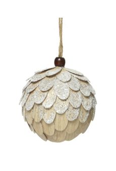 Athome Pavloudakis - Χριστουγεννιάτικη άθραυστη εκρού μπάλα αφρού σε σχήμα κουκουνάρι (8 cm)