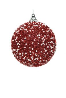 Athome Pavloudakis - Χριστουγεννιάτικη κόκκινη μπάλα αφρού με λευκές λεπτομέρειες 8 cm