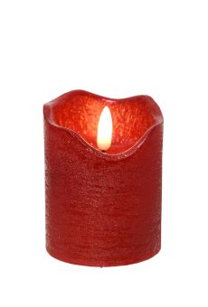 Athome Pavloudakis - Χριστουγεννιάτικο κόκκινο κερί με λειτουργία LED και μπαταρίες 7x9 cm