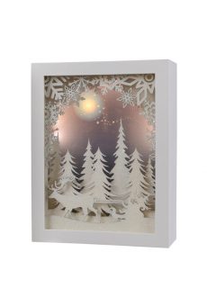 Athome Pavloudakis - Χριστουγεννιάτικο λευκό κάδρο με LED θερμό λευκό 20 cm μπαταρίας