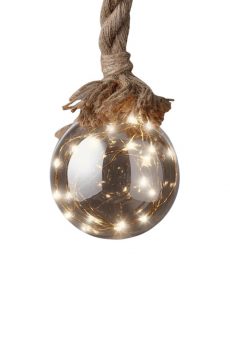 Athome Pavloudakis - Χριστουγεννιάτικη διάφανη μπάλα με 30 microled θερμό λευκό 14 cm μπαταρίας
