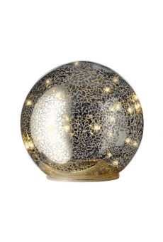 Athome Pavloudakis - Χριστουγεννιάτικη ασημί μπάλα 8 microled θερμό λευκό 12 cm μπαταρίας