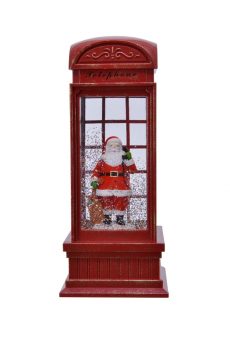 Athome Pavloudakis - Χριστουγεννιάτικος Τηλεφωνικός θάλαμος με Αγ. Βασίλη 11x11x25 cm