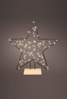 Athome Pavloudakis - Χριστουγεννιάτικο διακοσμητικό μαύρο φωτεινό αστέρι με ξύλινη βάση (LED