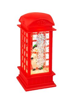 Athome Pavloudakis - Χριστουγεννιάτικος κόκκινος τηλεφωνικός θάλαμος με χιονάνθρωπο (LED