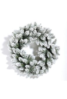 Athome Pavloudakis - Χριστουγεννιάτικο στεφάνι πράσινο χιονισμένο έλατο δ 60 π 20 cm