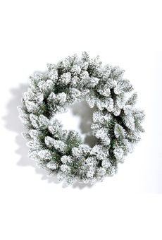 Athome Pavloudakis - Χριστουγεννιάτικο στεφάνι πράσινο χιονισμένο έλατο δ 90 π 30 cm