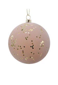 Athome Pavloudakis - Χριστουγεννιάτικη συνθετική ροζ βελουτέ μπάλα με χρυσές λεπτομέρειες 8 cm