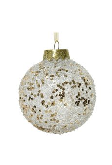 Athome Pavloudakis - Χριστουγεννιάτικη συνθετική διάφανη μπάλα με χρυσές λεπτομέρειες 8 cm