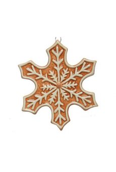 Athome Pavloudakis - Χριστουγεννιάτικο καφέ κεραμικό στολίδι νιφάδα (9 cm)