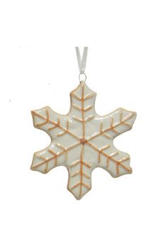 Athome Pavloudakis - Χριστουγεννιάτικο λευκό κεραμικό στολίδι νιφάδα (9 cm)