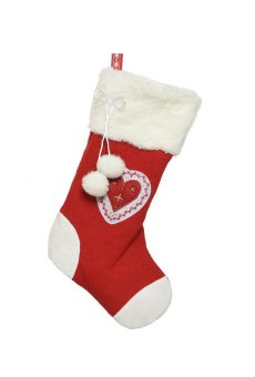 Athome Pavloudakis - Χριστουγεννιάτικο κόκκινο συνθετικό στολίδι κάλτσα με καρδιά 1x26x45 cm