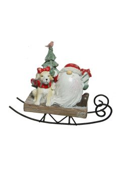 Athome Pavloudakis - Χριστουγεννιάτικο διακοσμητικό λευκό νάνος με έλκυθρο 7x15x12