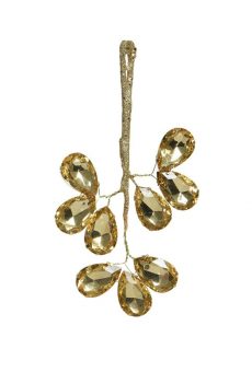 Athome Pavloudakis - Χριστουγεννιάτικο χρυσό συνθετικό στολίδι κλαδάκι με κρύσταλα 8x15x1 cm
