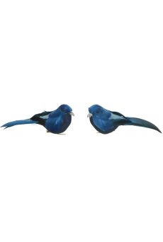 Athome Pavloudakis - Χριστουγεννιάτικο μπλε αφρού στολίδι πουλί Σετ 2 τμχ με κλίπ 6 cm
