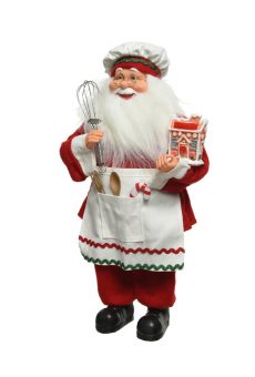 Athome Pavloudakis - Διακοσμητική φιγούρα - Άγιος Βασίλης σε ρόλο ζαχαροπλάστη με στολή μαγείρου 24x14x45 cm