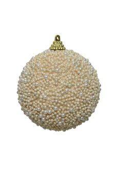 Athome Pavloudakis - Χριστουγεννιάτικη συνθετική χρυσή μπάλα αφρού με πέρλες (8 cm)
