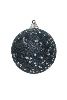 Athome Pavloudakis - Χριστουγεννιάτικη συνθετική μπάλα αφρού μπλέ της νύχτας με αστεράκια 8 cm